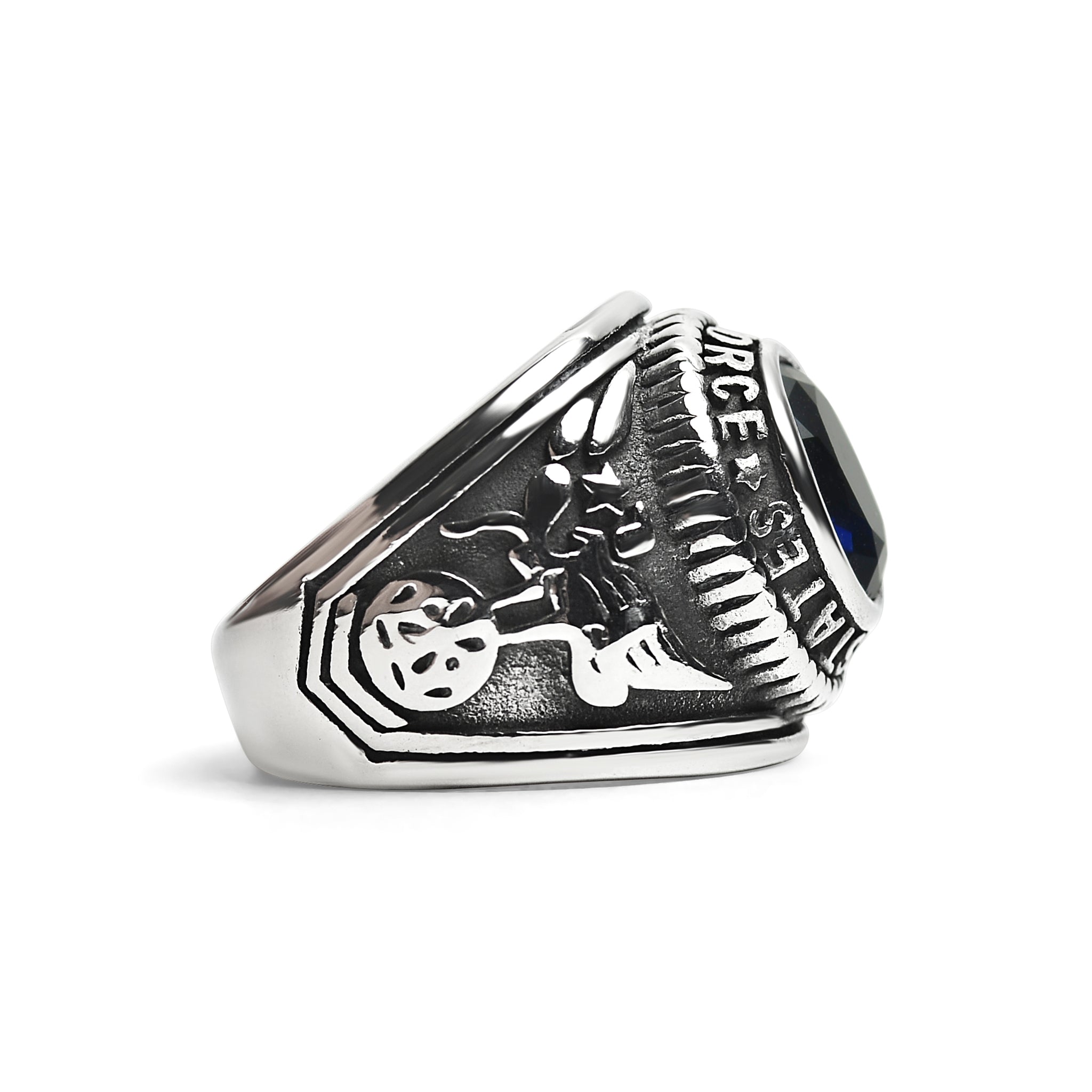 US Air Force Ring for Men and Women Unisex Stainless Steel Military Ring in  Silver with Blue Stone - Walmart.com